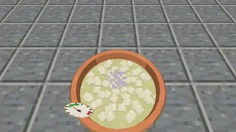 Le caillé en cubes.